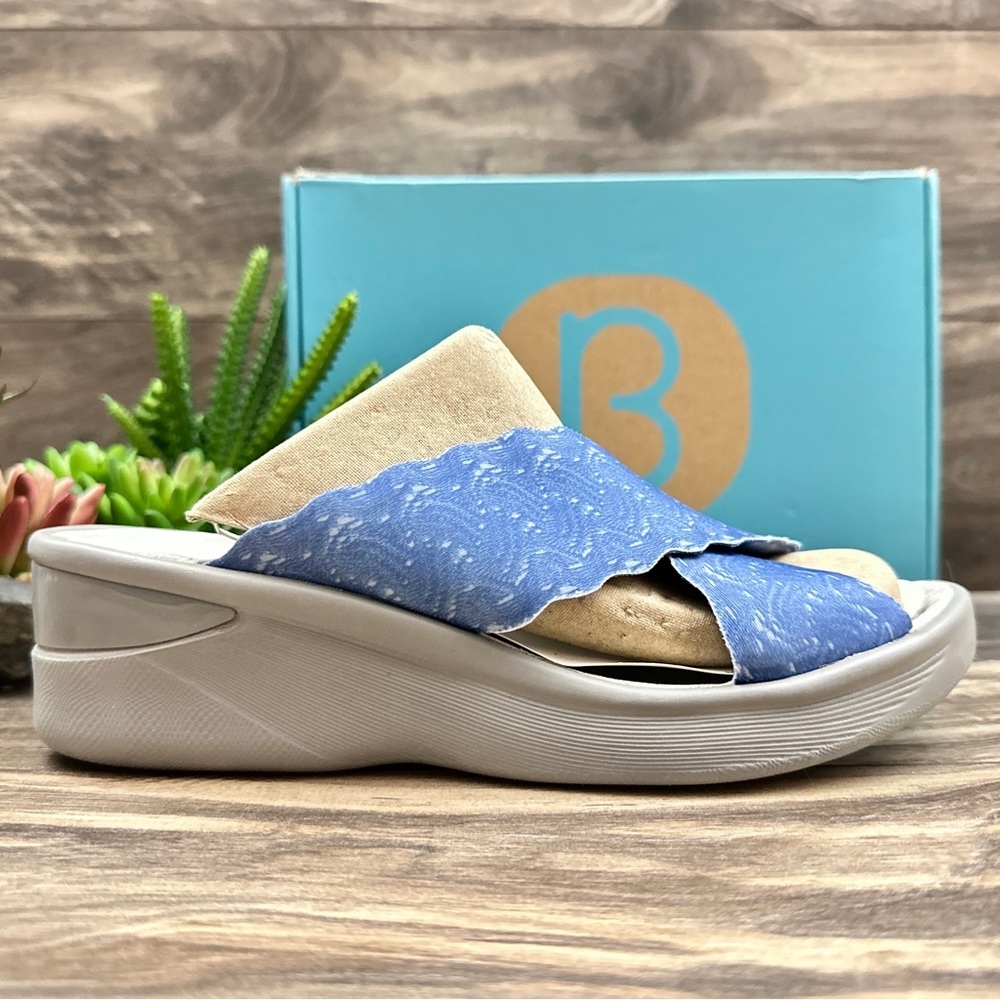 NIB Bzees Sahara Comfort Stretch Slide Wedge Sandal 8.5M 38.5 Blue - Picture 5 of 12